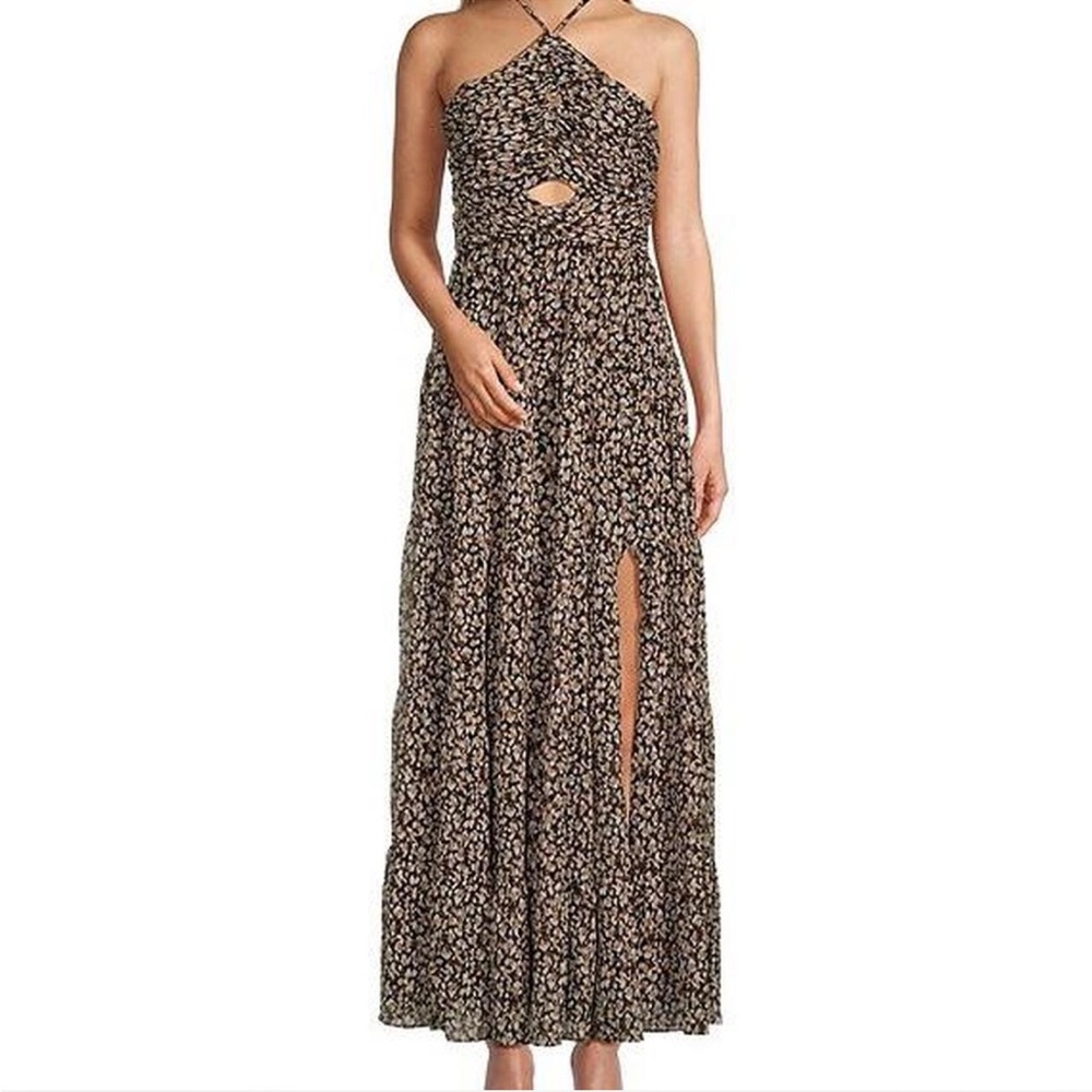 ASTR The Label Madeline Floral Print Halter Neck Sleeveless Cut-Out Maxi Dress